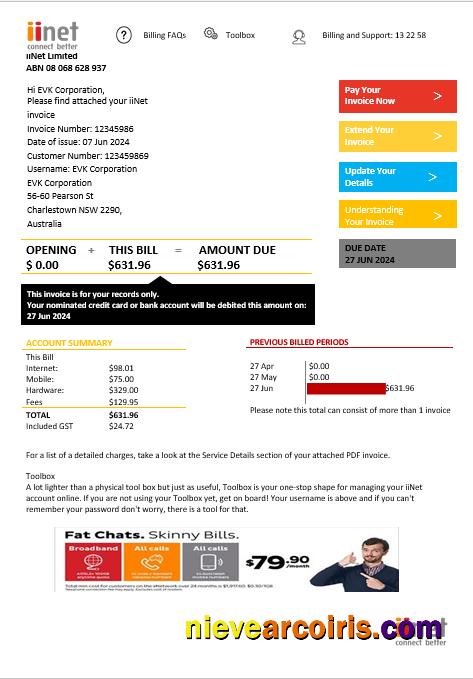 Australia iiNet utility bill